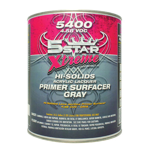 5 STAR® Xtreme 5400 Hi-Solids Acrylic Lacquer Primer Surfacer, Gray - Jerzyautopaint.com