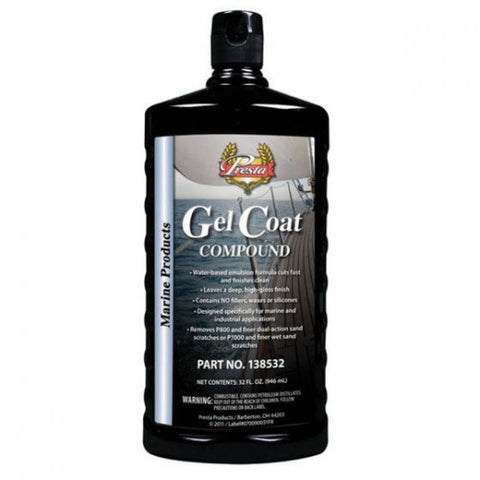 Presta 138532 Gel Coat Compound, 32 oz Bottle, White - Jerzyautopaint.com