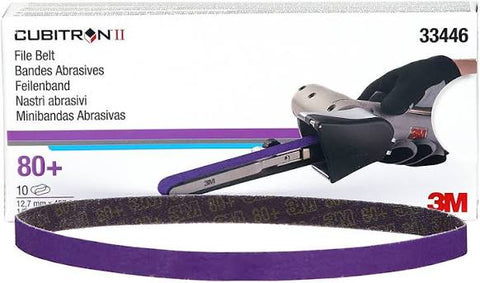 3M Cubitron Abrasive File Belt 33446, 80+, 1/2" x 18" (12.7 mm x 457.2 mm), 10/box