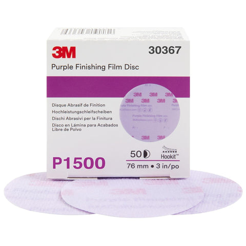 3M-30367 Hookit™ Purple Finishing Film Abrasive Disc , 3 in, P1500 Grit - 50 Discs/Box