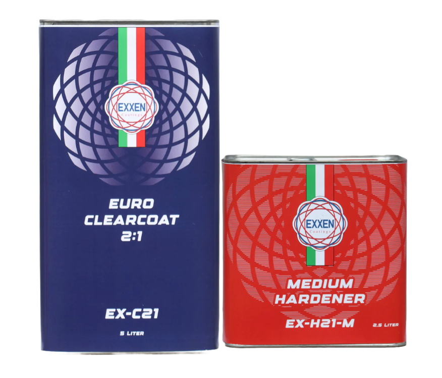 EXXEN COATINGS EX-C21 2:1 EURO 5 Liter CLEAR COAT w/2.5 Liter HARDENER ...