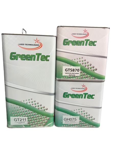 GreenTec GT211 Premium European Clear Coat 2:1:1 (2.1 VOC) Clear Coat, Hardener and Reducer, 10 Liter Kit