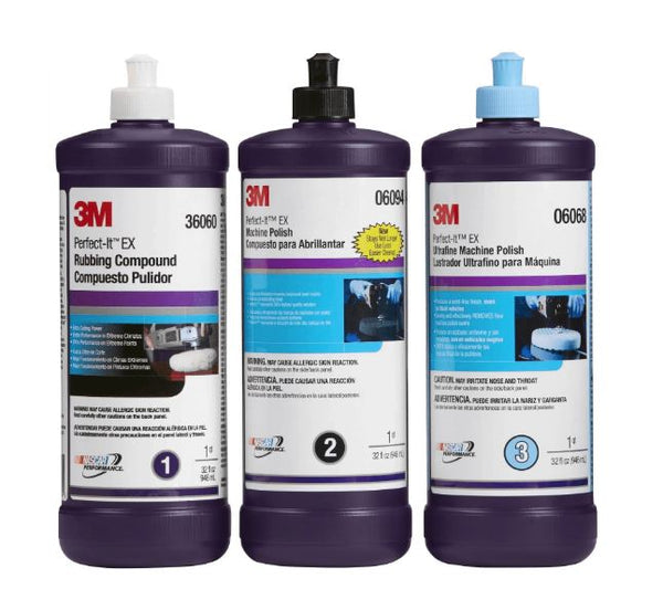 3M Perfect It Buffing And Polishing Kit 36057 39062 36093 3M Pint Rubbing  Compound, Machine Polish, Ultrafine Polish Buffing Compound, Car Polishing  Kit Bundled With Kangaroobands Microfiber 