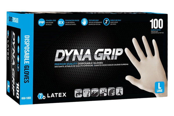 SAS Safety 650-1003 - Dyna Grip™ Latex Disposable Poweder Free Gloves LARGE - Jerzyautopaint.com