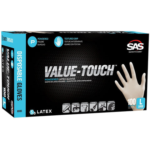 SAS Value-Touch Latex Disposable Powdered Gloves - Jerzyautopaint.com