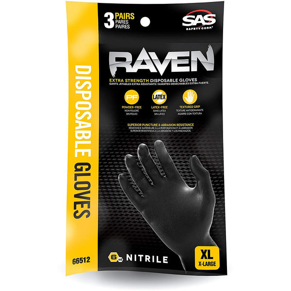 Raven Powder-Free Nitrile Gloves, 3-Pairs-Pack - Jerzyautopaint.com