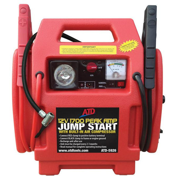 12V 1700 Peak Amp Jump Start with Built-In Air Compressor, ATD-5926 - Jerzyautopaint.com