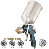 Devilbiss FLG4 HVLP Spray Gun with 1.3, 1.5, 1.8mm Fluid tips, Regulator & 900cc Aluminum Cup - Jerzyautopaint.com