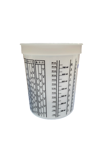 Finish-Rite Quart Paint Mixing Cups with calibrated mixing ratios