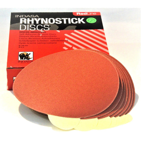 Indasa 600-220 Rhynostick Redline Sandpaper 6" Sanding Discs 100/BOX - Jerzyautopaint.com