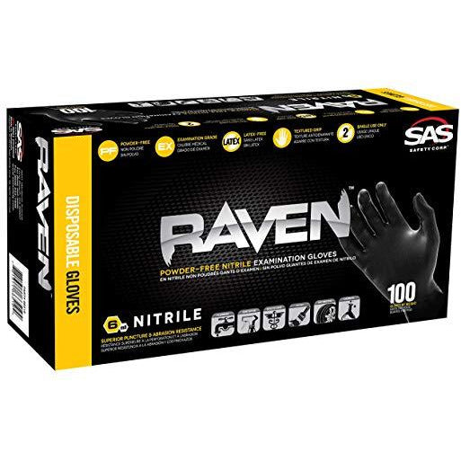 SAS Safety Raven Powder Free Nitrile Disposable Glove SMALL 66516 - Jerzyautopaint.com